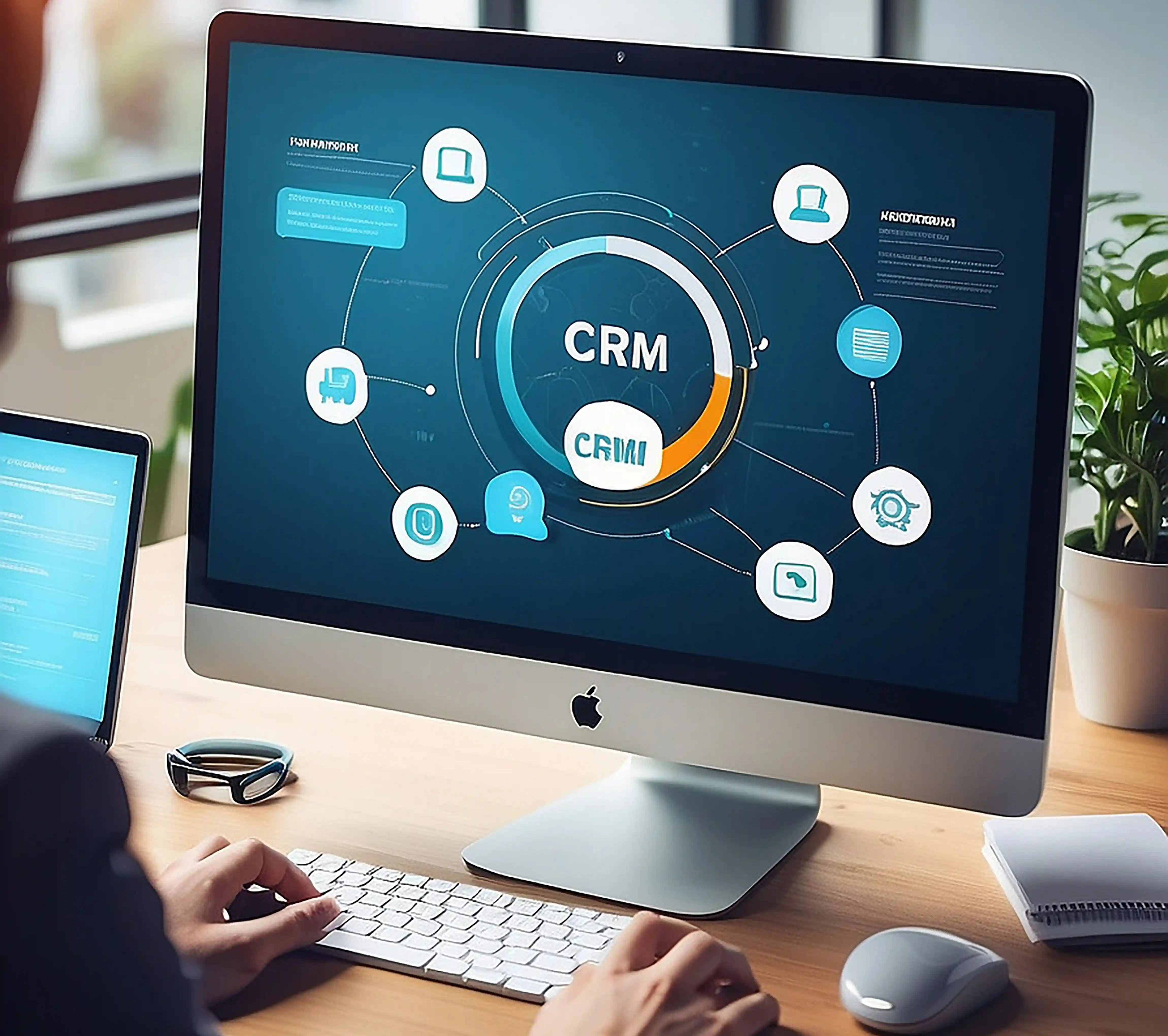 CRM system visualization on desktop screen